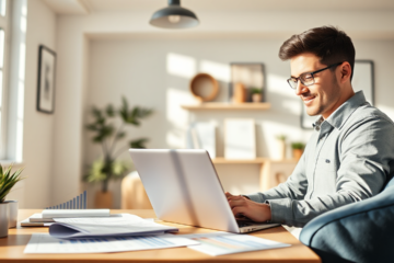 Un lavoratore autonomo che richiede un prestito personale online.